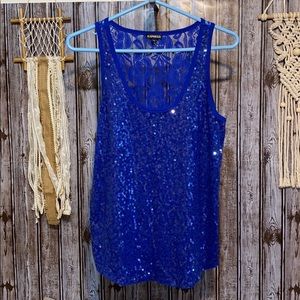Blue sequin tank